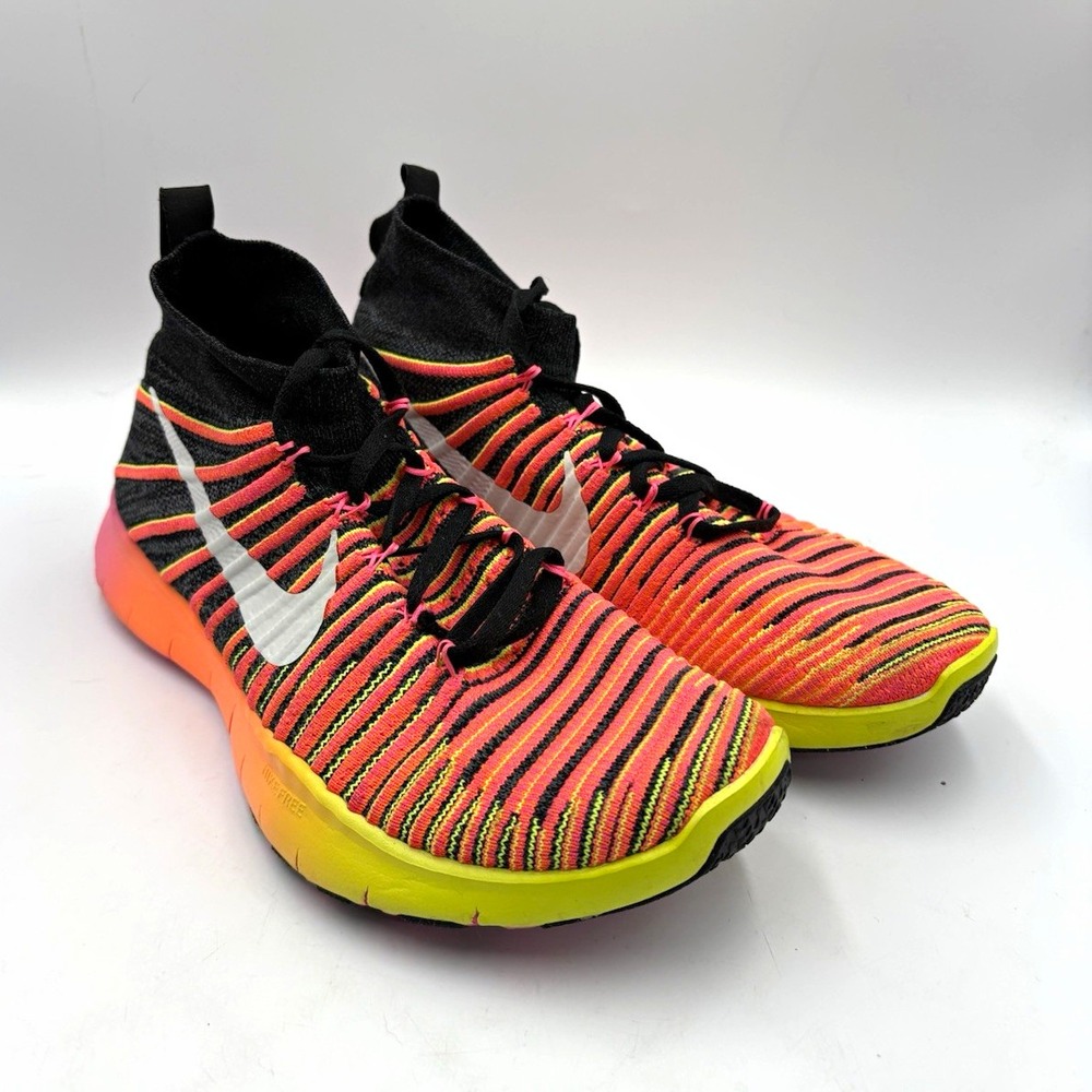 Nike Free Train Force Flyknit Mid Top Lace-Up Orange/Black/Pink Men's Size 9